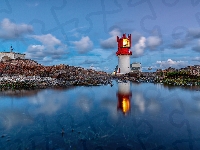 Lindesnes Lighthouse, Norwegia, Latarnia morska, Odbicie, Skały, Wybrzeże, Morze