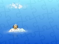 Linux, grafika, chmura, śnieg, pingwin