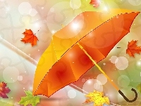 Liście, Jesień, Parasol, Grafika 2D