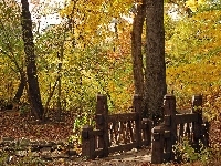 Liście, Park, Mostek, Jesień