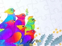 Liście, Papugi, Papier Art