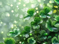 Koniczyna, Listki, Zielone, Bokeh, Grafika