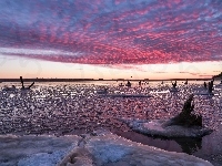 Jezioro, Stan Kansas, Chmury, Stany Zjednoczone, Tuttle Creek Lake, Lód