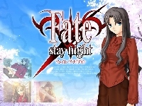 zdjęcia, logo, Fate Stay Night, kobieta, napis