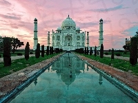 Mauzoleum, Sadzawka lustrzana, Indie, Agra, Tadź Mahal