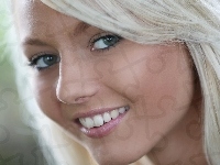 Makijaż, Uśmiechnięta, Blondynka, Portret