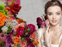Kwiatów, Biżuteria, Kobieta, Makijaż, Miranda Kerr, Bukiet