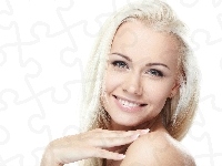 Makijaż, Blondynka, Modelka, Uśmiech