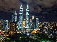 Miasto, Malezja, Kuala Lumpur, Noc