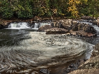 Maryland, Stany Zjednoczone, Youghiogheny River, Wir, Skały, Rzeka, Drzewa, Uskok