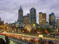Melbourne, Miasto, Noc, Australia