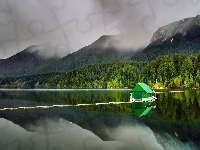 Mgła, Jezioro, Góry, Domek