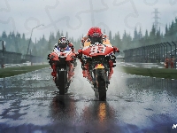 Mgła, Wyścig Motogp3, Deszcz, MotoGP 22, Motocykle, Tor, Gra, Honda