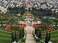 Hajfa, Palmy, Miasta, Tarasy, Izrael, Basen, Domy, Ogród, Bab Bahai, Panorama