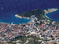 Miasta, Chorwacja, Panorama, Morze
