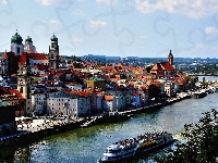 Miasta, Niemcy, Rzeka, Panorama, Altstadt