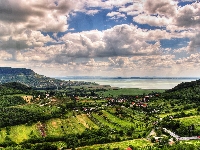 Łąki, Węgry, Pola, Balaton, Góry, Lasy, Jezioro, Miasteczka