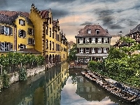 Miasteczko, Francja, Rzeka, Domy, Colmar