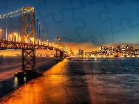 Miasto, Nocą, San Francisco, Chmur, Most, Zatoka, Drapacze, Golden Gate