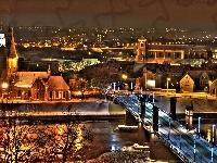 Miasto, Most, Litwa, Kowno, Noc
