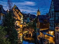 Miasto, Domy, Miasteczko, Nocą