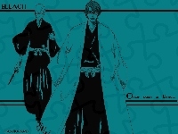 Bleach, miecze, ludzie, rysunek, kimona