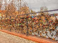 Gdańsk, Balustrada, Most Miłości, HDR, Kłódki