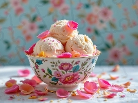 Lody, Miseczka, Gałki, Kwiaty, Płatki