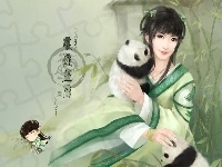 Misie, Chińska, Dziewczyna, Panda