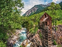 Młyn, Góry, Crystal Mill, Colorado, Rzeka