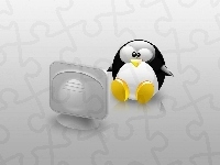monitor, Linux, grafika, pingwin