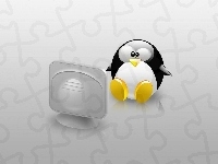 monitor, Linux, grafika, pingwin