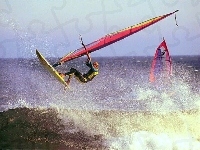 morze , Windsurfing, deska, fala