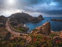 Korsyka, Wyspa La Pietra, Droga, Wybrzeże, Francja, Skały, Morze
