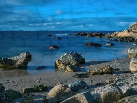 Szkocja, Wybrzeże Moray Firth, Wieś Hopeman, Kamienie, Morze