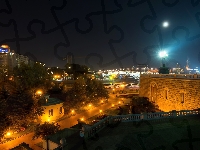 Ulica, Nocą, Miasto, Moskwa, Budynki, Latarnie