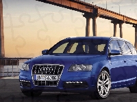 Niebieski, Audi, Samochód, Most, A4 B6