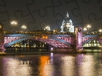 Most, Miasto, Nocą, Rzeka