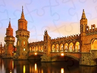 Rzeka, Berlin, Niemcy, Most, Szprewa, Oberbaumbrücke