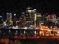 Most, Nocą, Drapacze Chmur, Rzeka, Calgary