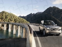 Most, Range Rover, Droga, Rzeka, Góry