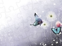 Kwiaty, Motyle, Grafika 2D