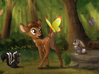 Motyle, Las, Królik, Film animowany, Bambi, Skunks, Bajka, Jelonek