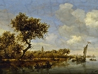 Na Rzece, Salomon, van Ruysdael, Obraz