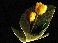 Na, Tle, Żółte, Tulipany, Czarnym