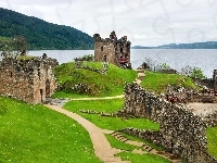 Nad, Lochness, Szkocja, Ruiny, Jeziorem