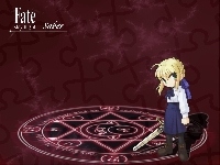 gwiazda, napis, Fate Stay Night, dziecko, miecz