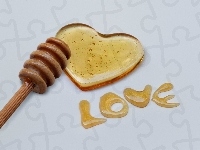 Napis, Miód, Serce, Love