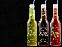 Bec Cola, Napoje, Ciemne tło, Butelki, Bec Lime, Bec Cranberry Słomki