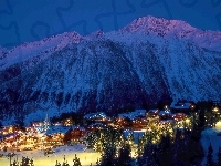 Narciarski, Góry, Courchevel, Kurort, Francja